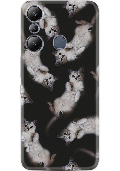 Infinix Hot 20i Kılıf Silikon Desen Özel Seri Sevimli Kedicikler 1785