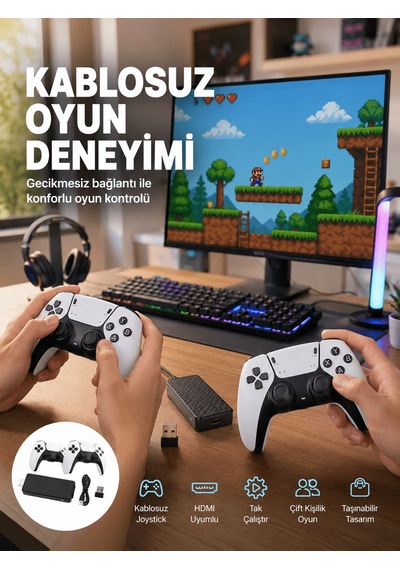 20600 Oyunlu Retro Oyun Konsolu Kablosuz Joystick Yeni Nesil 04719249