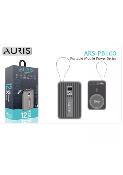 Auris Ars-pb160 12.000 Mah Magsafe Kablosuz 22.5w Hızlı Powerbank Siyah