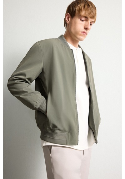 Defacto Slim Fit Bomber Yaka Fermuarlı Mont H1540ax26aukh398 Haki-kh398