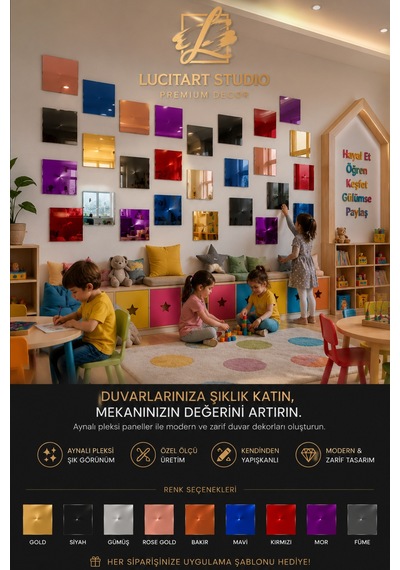 Lucitart Kendinden Yapışkanlı Parlak Dekoratif Pleksi Kare Duvar Paneli 9 Renk Seçeneği Modern Duvar Dekoru Gümüş Lucitart Kendinden Yapışkanlı Parlak Dekoratif Pleksi Kare Duvar Paneli 9 Renk Seçeneği Modern Duvar Dekoru Gümüş