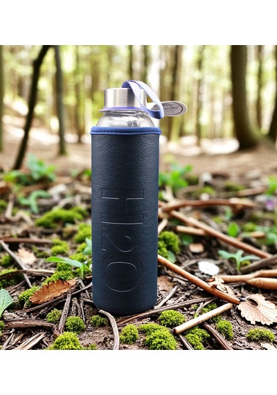 H2o Cam Su Matarası Deri Kılıflı 500 Ml - Lacivert
