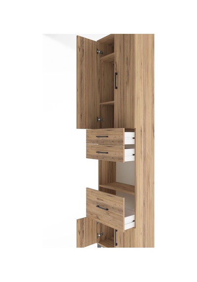 Arges Dolap 4 Raflı 3 Çekmeceli 2 Kapaklı 60x30x243 Çam-çam Atlas Çam