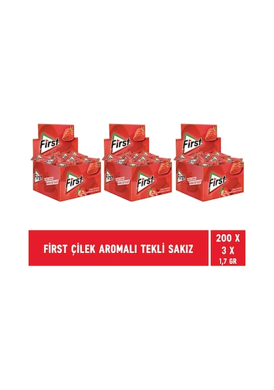 First Çilek Aromalı Tekli Sakız 3 x 200'lü