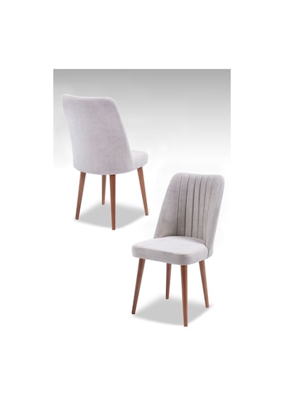 Polo Sandalye - Jerika Krem - Ahşap Ceviz Ayak 4 Adet - Salon Sandalyesi / Mutfak Sandalyesi Krem
