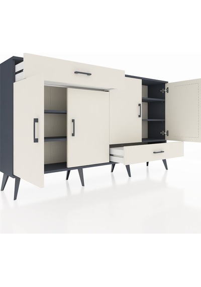 Arges Konsol 5 Raflı 2 Çekmeceli 4 Kapaklı 176x30x99 Antrasit-ayt Antrasit-aytaşı Arges Konsol 5 Raflı 2 Çekmeceli 4 Kapaklı 176x30x99 Antrasit-ayt Antrasit-aytaşı