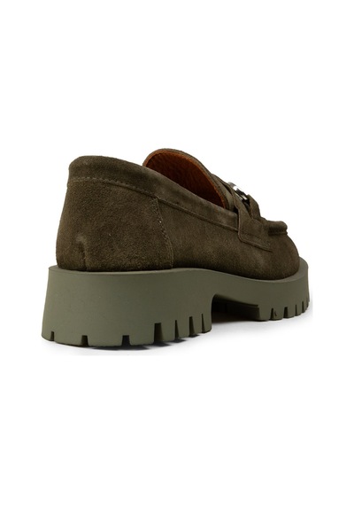 Deery Kadın Hakiki Süet Yeşil Tokalı Loafer - 02037zyslc03
