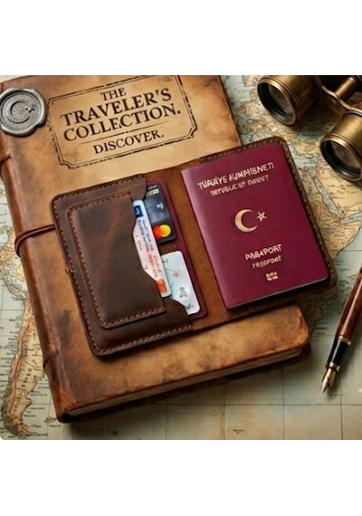 Parla Leather Pasaport Cüzdanı Kılıfı Kişiye Özel V3 Hakiki Gerçek Deri Kılıf Kadın Erkek Taba