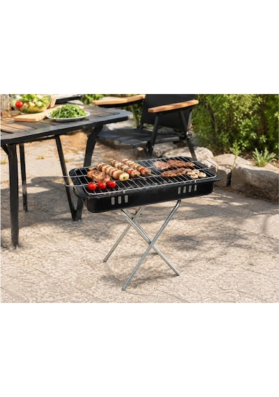 Seyyar Ayaklı Mangal, Kömürlü, Emaye, Kompakt Tasarım, Taşınabilir, Açık Hava Kullanımı 33 Cm 55 Cm Çok Renkli