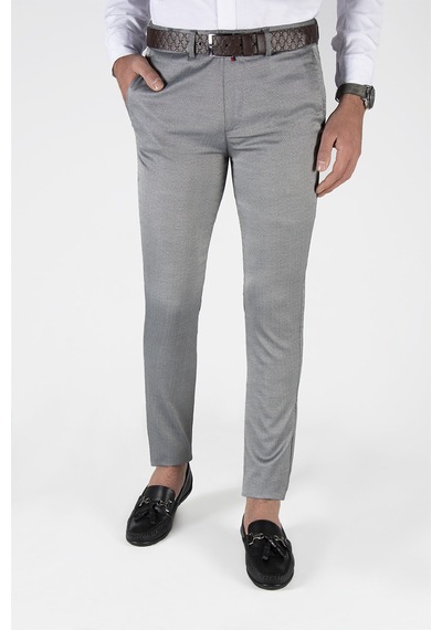 Terapi Men Erkek Gri Slim Fit Italyan Kesim Keten Pantolon Gri