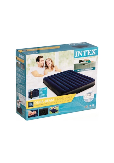 Intex Fiber Tech Dura Beam Lacivert Kamp Yatağı Seti 152x203x25c Lacivert