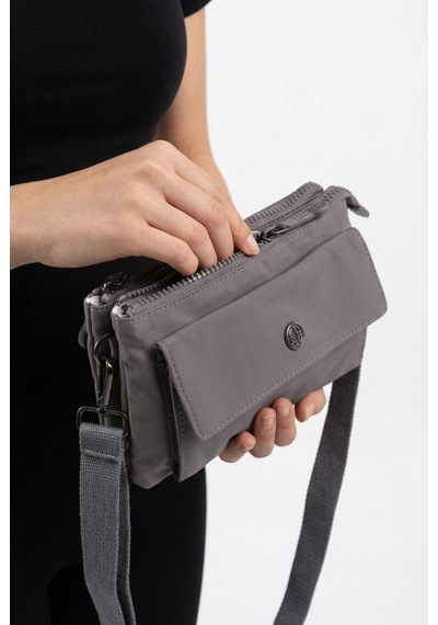Baginn Paraşüt Kumaş Mini Çapraz Askılı Kadın Çanta Yağmur Geçirmez El Askılı Çanta 20 12 Cm Telefonluk Gri