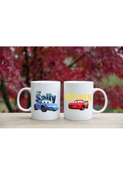 Mcqueen & I'm Sally Cars Filmi 2'li Sevgili/çift/arkadaş Kupa Bardak Seti Beyaz