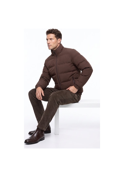Fabrika F6wm-mnt 2108 Kahve Erkek Dik Yaka Kapitone Slim Fit Mont