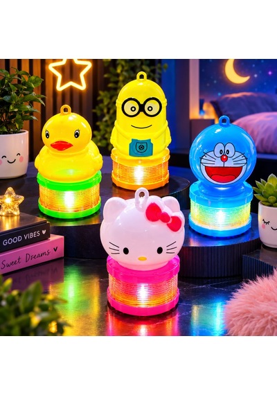 Yüksek Kalite 12 Adet Karakterli Renkli Led Işıklı Stres Yayı Minyonlar Helloo Kıtty Ördek Doraemon