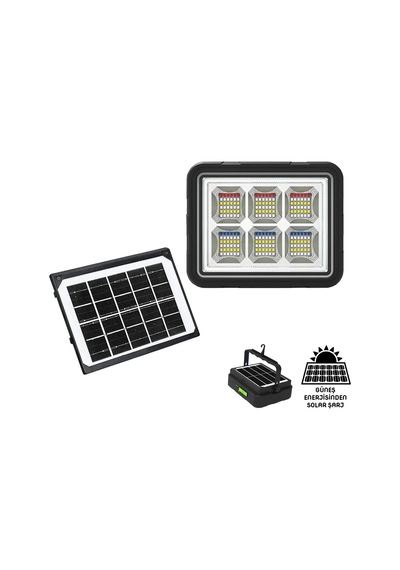 Wison Ws-5570 150 Watt Güneş Enerjili Solar Kamp Feneri Projektör Çok Renkli