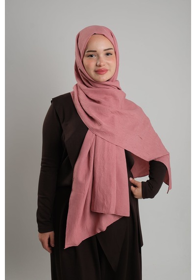 Giverny Pembe Düz Klasik Ria Şal İtalyan Dikişli Pamuk Caz Sade 202130 04