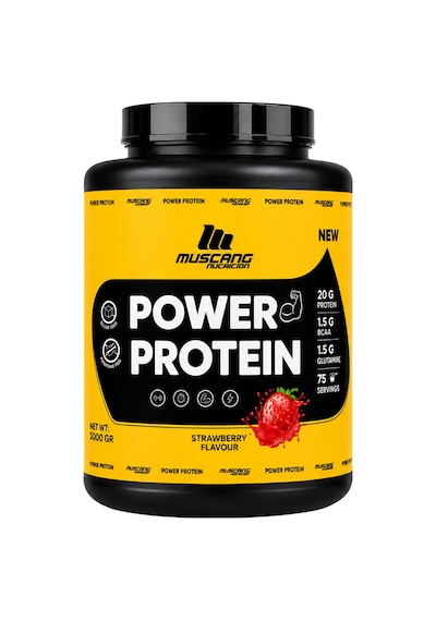 Mustang Nutrition Power Protein Tozu 3000 Gr 75 Servis Çilek + Shaker + Protein Kahve Hediyeli çilek