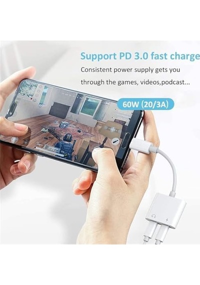 Type C Pd Ses Ve Hızlı Şarj Çoğaltıcı Çipli Cihaz Seçmez 1 Ses Ve 1 Şarj Olarak Pd Çoğaltır Cihaz Seçmez Full Uyumlu Type C Ses Ve Şarj Kulaklık Şarj Hb-12