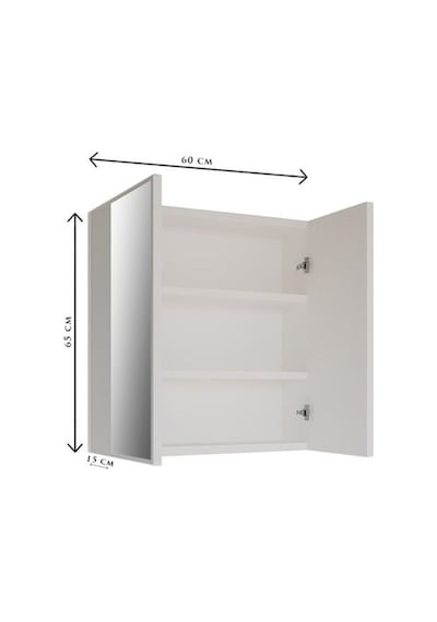 Fm01 2 Kapaklı Aynalı Banyo Dolabı Çok Amaçlı Banyo Dolabı Beyaz