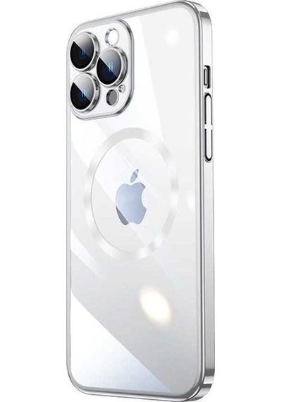 Apple Uyumlu iPhone 13 Pro Kılıf Wireless Şarj Özellikli Sert Pc Zore Riksos M-safe Kapak Gümüş