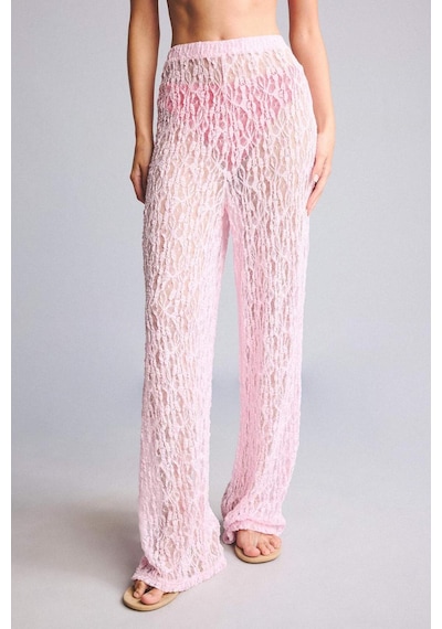 Defacto Regular Fıt Elastik Bel Tül Pembe Plaj Pantolonu H3066ax26sppn648 Pembe-pn648
