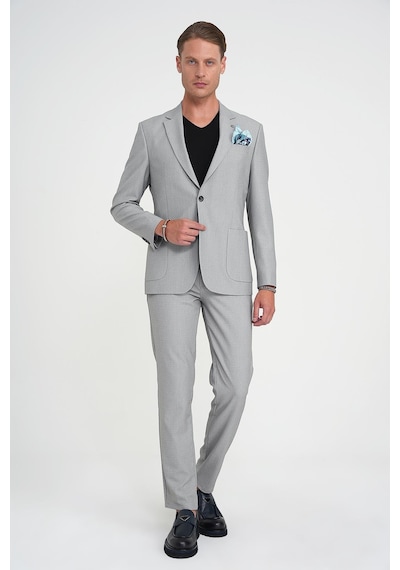 Efor Slim Fit Torba Cep Esnek Pamuk Düz Gri Blazer Ceket C 712 Gri