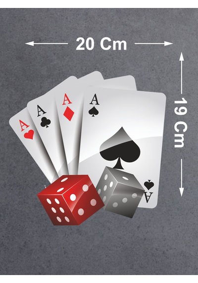 Poker Iskambil Kağıdı Sticker - Araba Oto Motosiklet Araç Cam Sticker - 00093 20x19 Cm