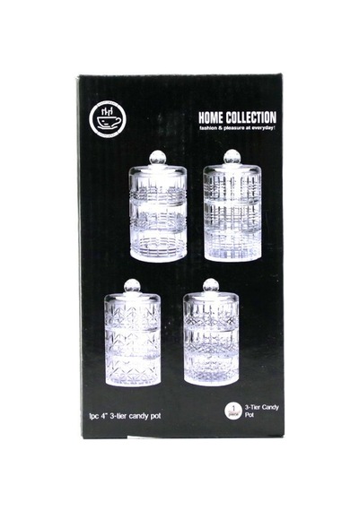 Home Collectıon Sdg1009c/g Chester Cam Kapaklı Şekerlik Ve Lokumluk 3katlı - 12'li Paket Diğer