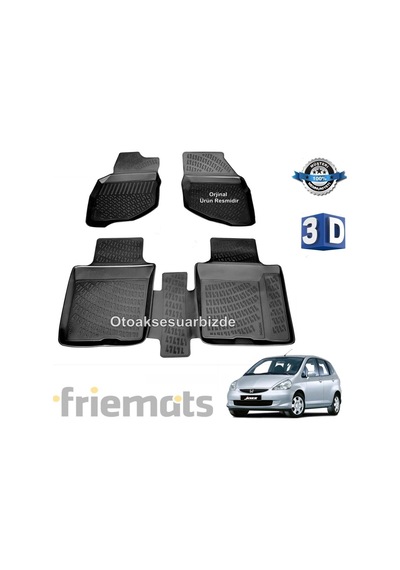 Honda Jazz 3D Havuzlu Paspas Siyah 2002-2008 Arası Friemats N11.30188