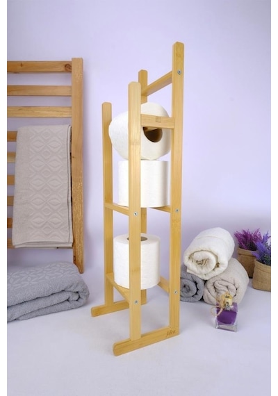 Digithome Bambu Tuvalet Kağıdı Standı Yedek Tuvalet Kağıtlığı Kahverengi - C/6 C1-1-289