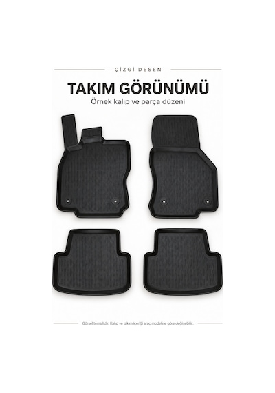 Ford Fiesta 2014 Çizgi Desen 3d Havuzlu Paspas Takımı