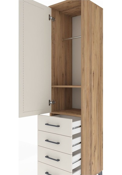 Hyperion Dolap 2 Raflı 4 Çekmeceli Tek Askılı 44x44x195 Çam-aytaşı Atlas Çam