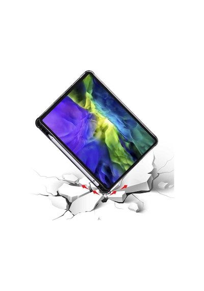 Apple Uyumlu iPad, Pro 11'' İnç M1-m2 Çip 2022 / 2021 Silikon Kalemlikli Silikon Sarj Bölmeli Kılıf