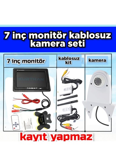 7 İnç Monitör Kablosuz Görüntü Aktarıcı Beyaz Tepe Kamera 12 Volt