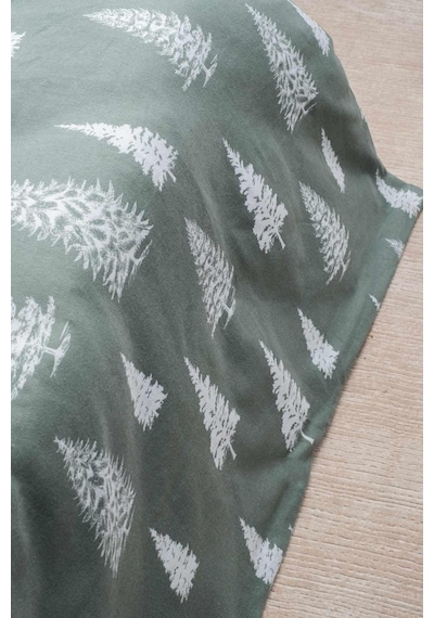 Cotton Collection Kışlık Pazen Çift Kişilik Nevresim Seti Evergreen Renkli