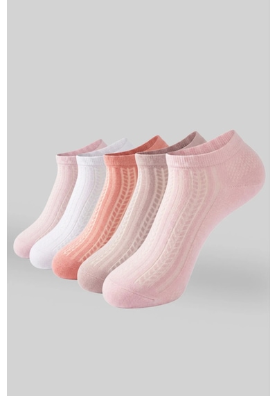 Socketta 5'li Karışık Renkli Kadın Bambu Kendinden Desenli Dikişsiz Esnek Yazlık Patik Çorap - Premium Somon-açık Gül Kurusu-pudra-bebe Pembe-beyaz Socketta 5'li Karışık Renkli Kadın Bambu Kendinden Desenli Dikişsiz Esnek Yazlık Patik Çorap - Premium Somon-açık Gül Kurusu-pudra-bebe Pembe-beyaz
