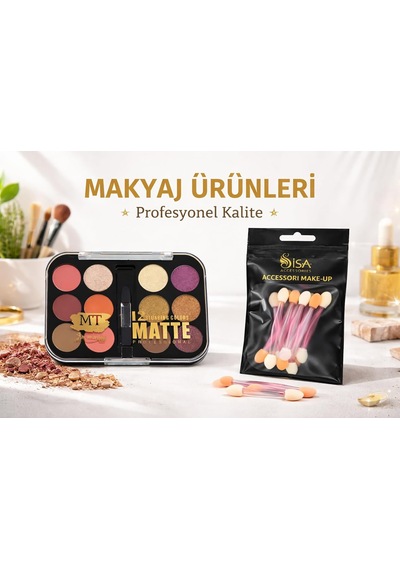12 Renk Profesyonel Mat Ve Işıltılı Göz Farı Paleti, Nude & Bordo Tonlar, Yüksek Pigmentli, Uzun Süre Kalıcı, Kompakt Tasarım, Far Aplikatörlü Çok Amaçlı Makyaj Seti.