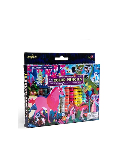Eeboo 12li Büyük Kuru Boya Kalemi - Magical Creatures Çok Renkli