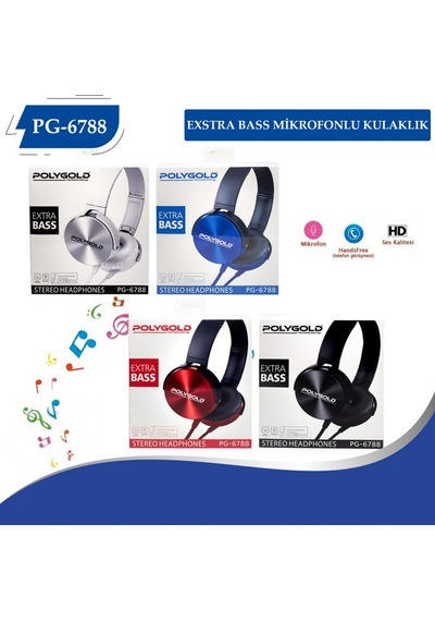 Polygold Pg-6788 Extra Bass Mikrofonlu Kulaklık
