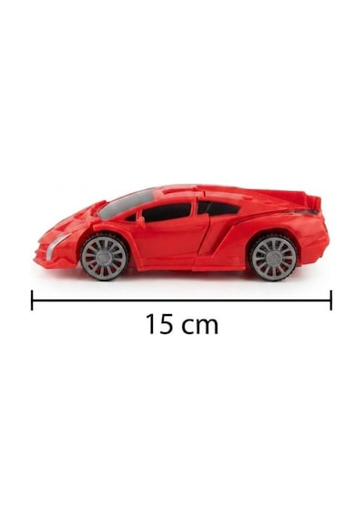 TıfılToys Eğitici Ve Eğlenceli Işıklı Kendinden Robota Dönüşen 15 Cm 2'si 1 Arada Araba Kırmızı Oyuncak Araba Çok Renkli