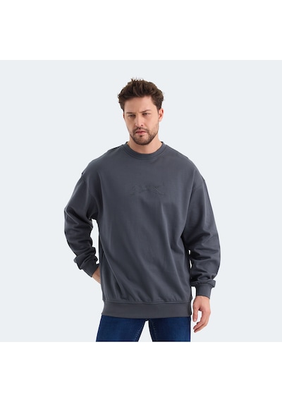 Slazenger VADIK Oversize Erkek  Koyu Gri Sweatshirt