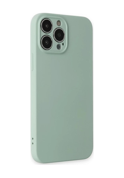 Apple iPhone Uyumlu  13 Pro Max Uyumlu Kılıf Nano İçi Kadife Silikon - Su Yeşili