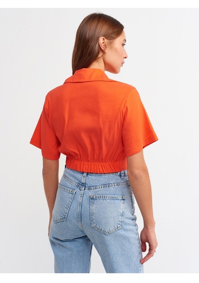 Dilvin 5873 Crop Gömlek-kırmızı Kırmızı