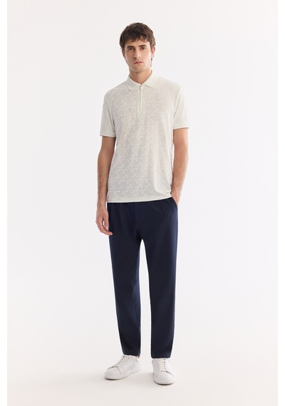 Avva Erkek Ekru Kıvrılmaz Polo Yaka Fermuarlı Regular Fit T-shirt A61y1046