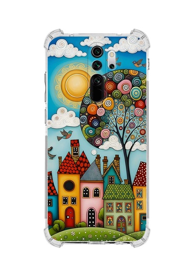Printify Redmi Note 8 Pro İle Uyumlu Düşlerin Dansı Serisi Gökyüzü Şehri Tasarımlı Uv Baskılı Köşe Korumalı Antişok Kılıf Şeffaf