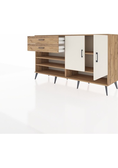 Hyperion Konsol 4 Raflı 2 Çekmeceli 2 Kapaklı 176x44x99 Çam-aytaş Çam-aytaşı/çam