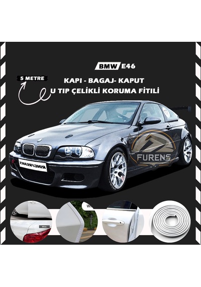 Bmw E46 Oto Araç Kapı Koruma Fitili 5metre Parlak Beyaz Renk