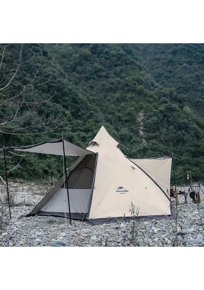 Naturehike Moğol Glamping 4 Kişilik Piramid Çadır Açık Bej