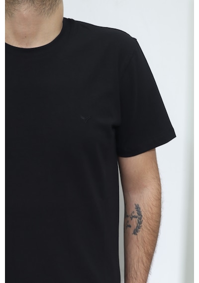 Dmctekstil Santa Erkek Düz Spor Kesim Rahat Kalıp Bisiklet Yaka Cepsiz T-shirt Siyah